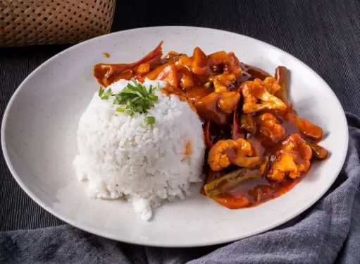 Nasi Putih + Daging Masak Pedas  